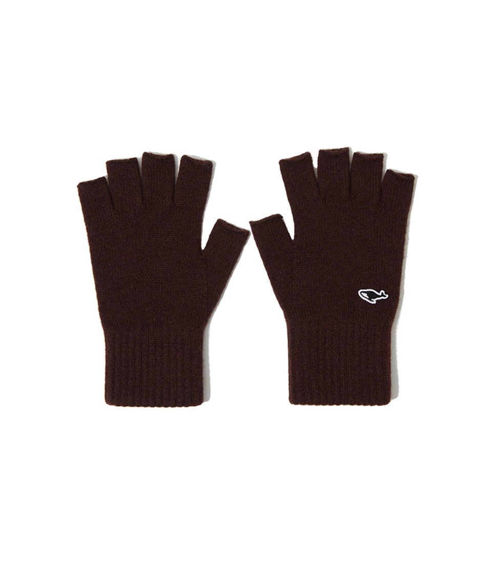 [NEITHERS] BASIC HALF-FINGER KNITTED GLOVES &#039;BROWN&#039;