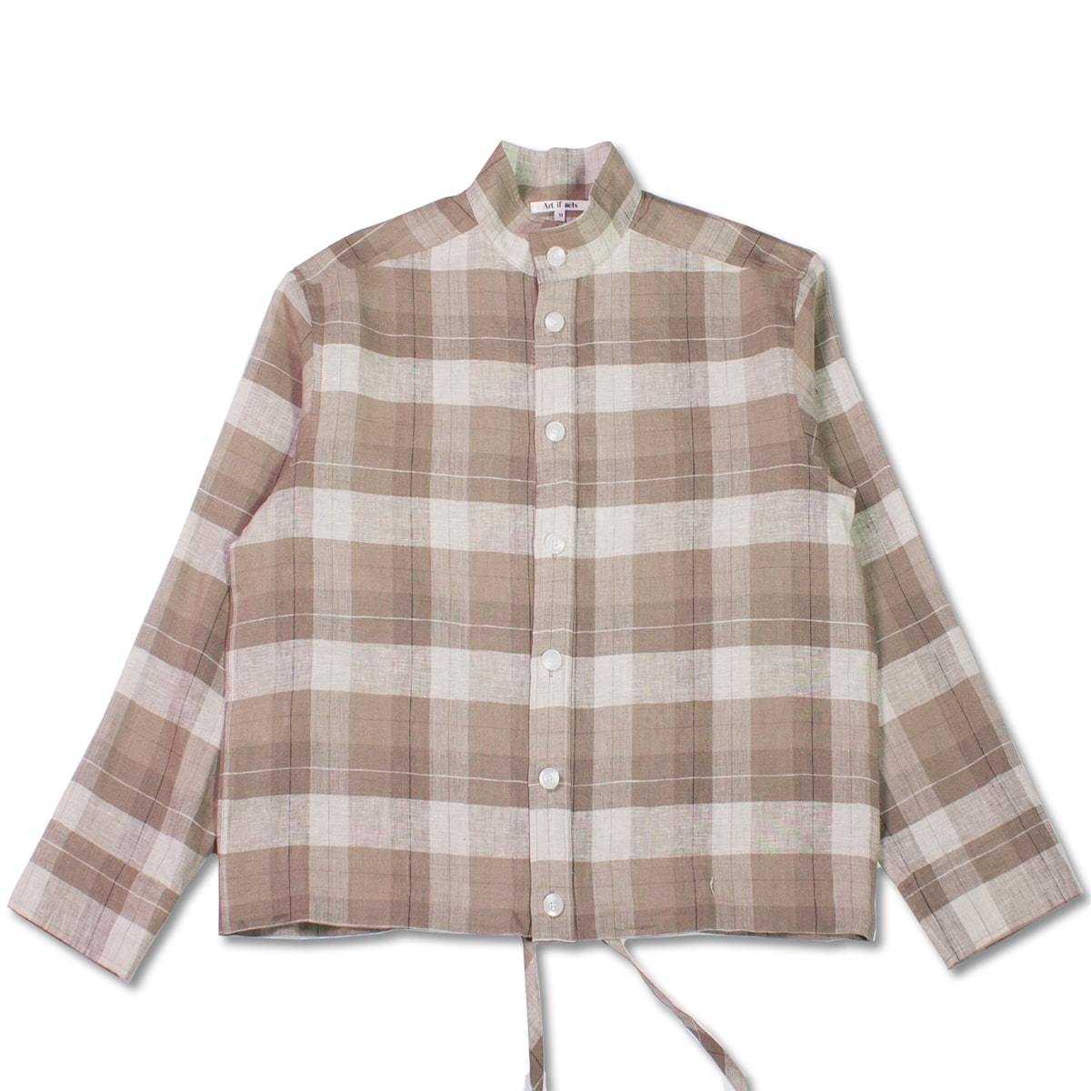 [ART IF ACTS] STAND COLLAR SHIRTS &#039;CHECK BROWN&#039;