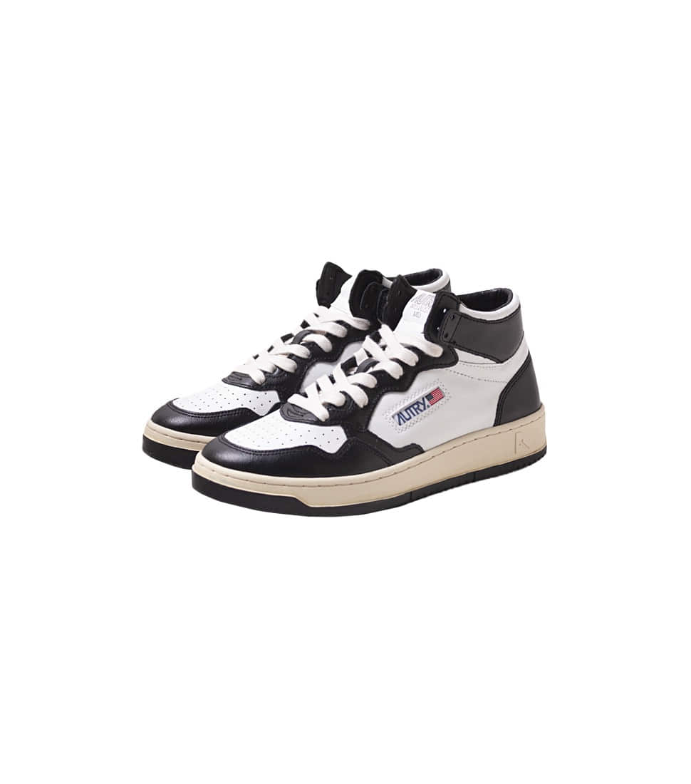 [AUTRY] MEDALIST MID SNEAKERS LEATHER/LEATHER &#039;WHITE/BLACK&#039;