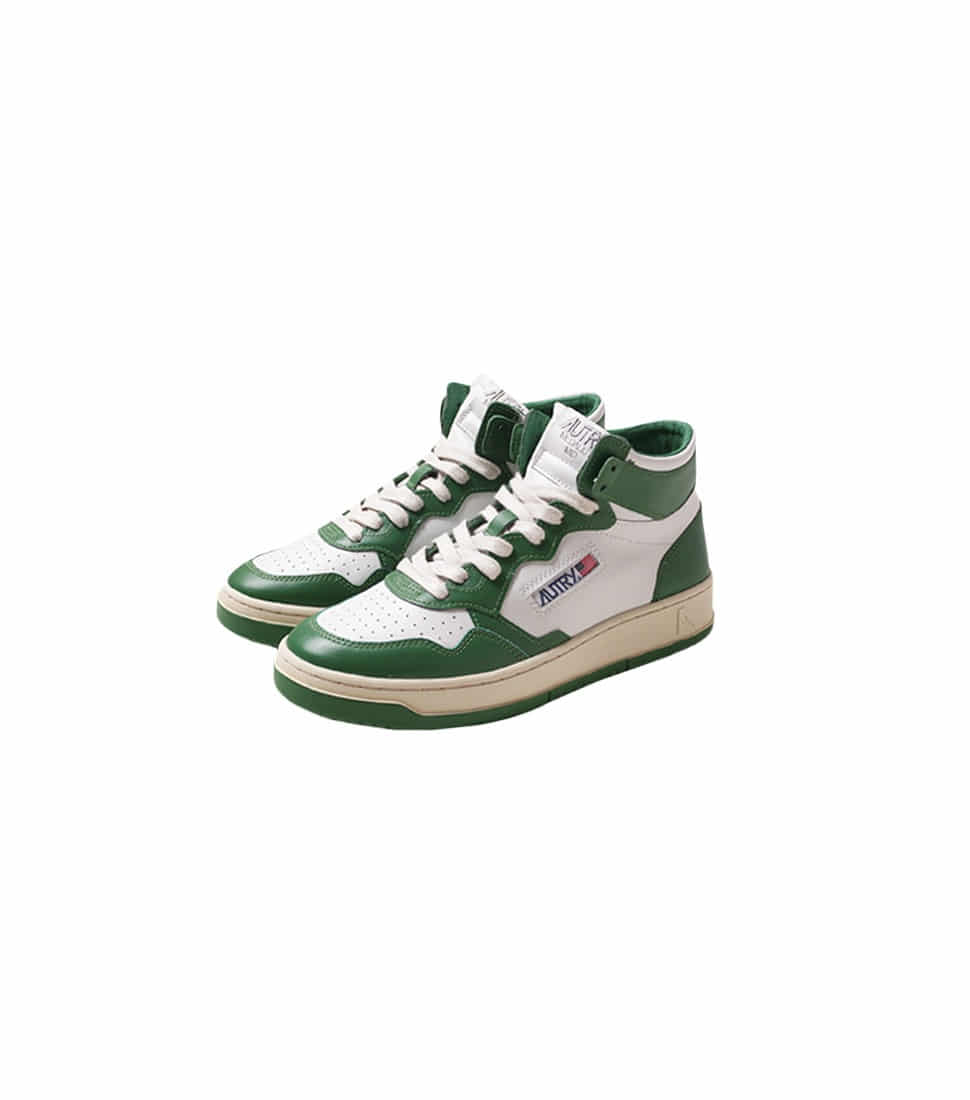 [AUTRY] MEDALIST MID SNEAKERS LEATHER/LEATHER &#039;WHITE/GREEN&#039;