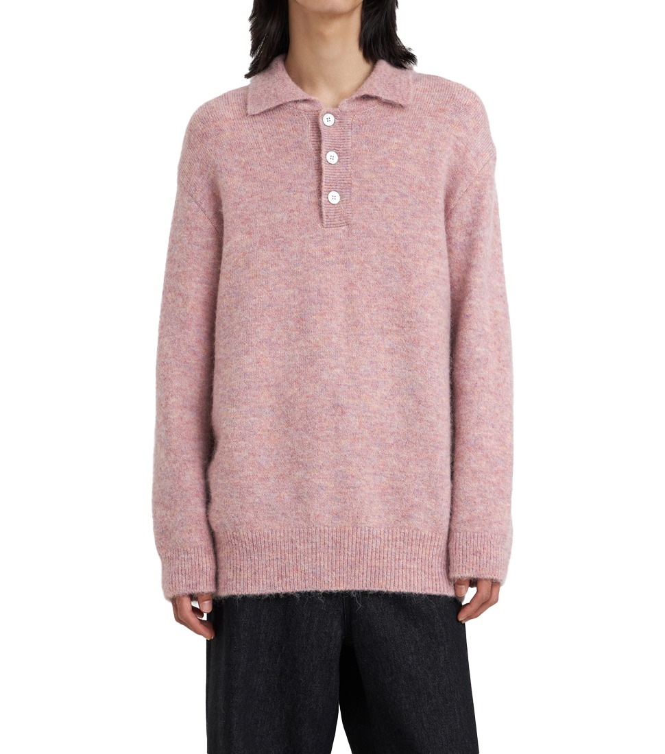[YOUTH] OVERSIZED KNIT COLLAR SWEATER &#039;PINK&#039;