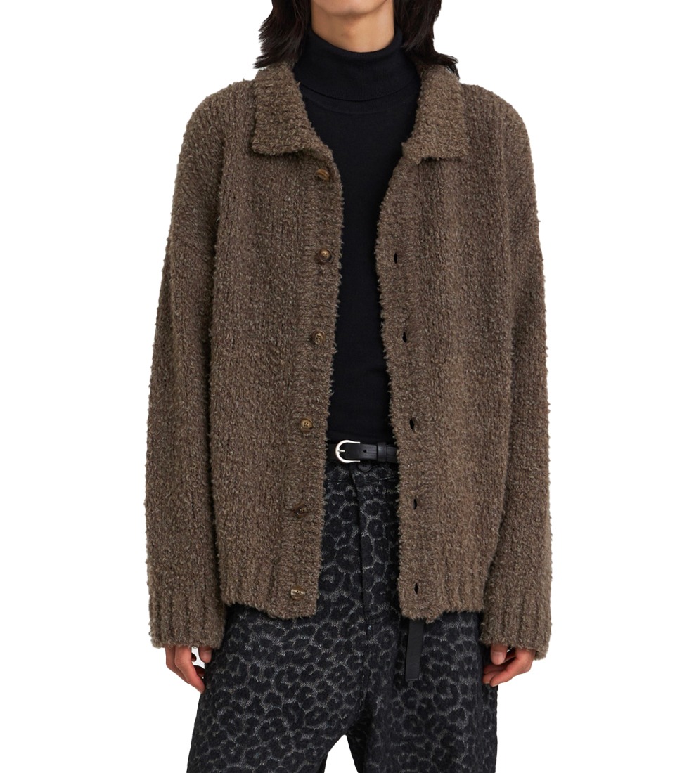 [YOUTH] BRUSHED KNIT COLLAR CARDIGAN&#039;BROWN&#039;