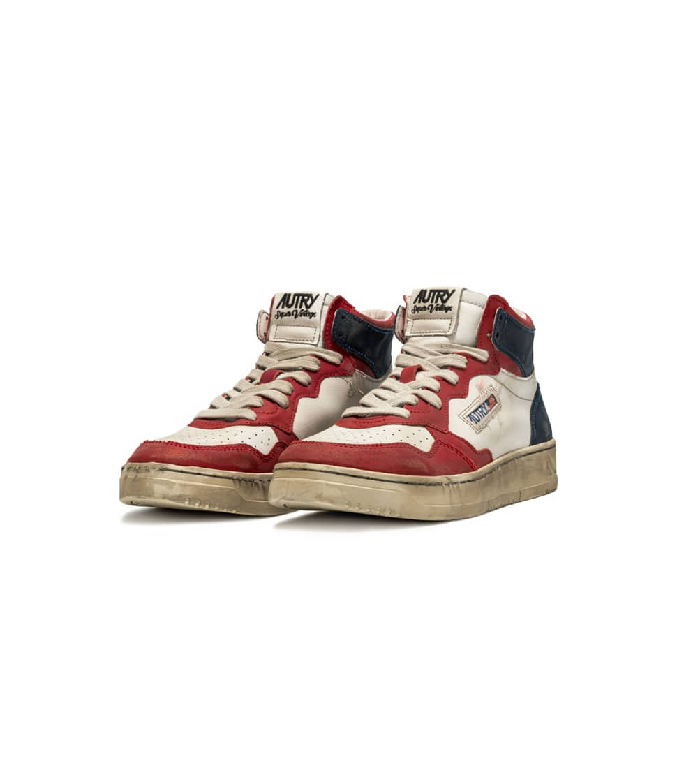 [AUTRY] MEDALIST MID SUPER VINTAGE SNEAKERSLEATHER/LEATHER &#039;WHITE/RED/BLUE&#039;