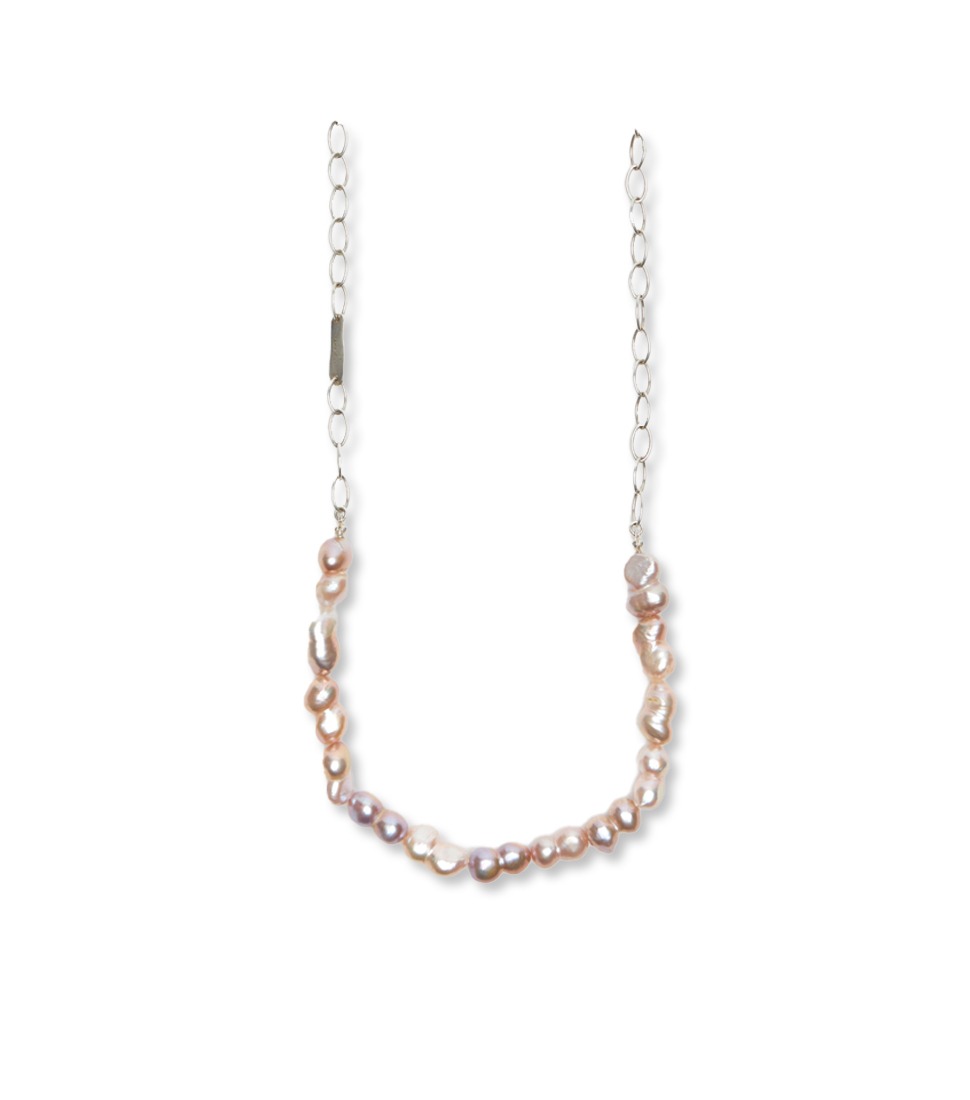 [YOUTH] ROSE FRESHWATER PEARL NECKLACE&#039;SILVER&#039;