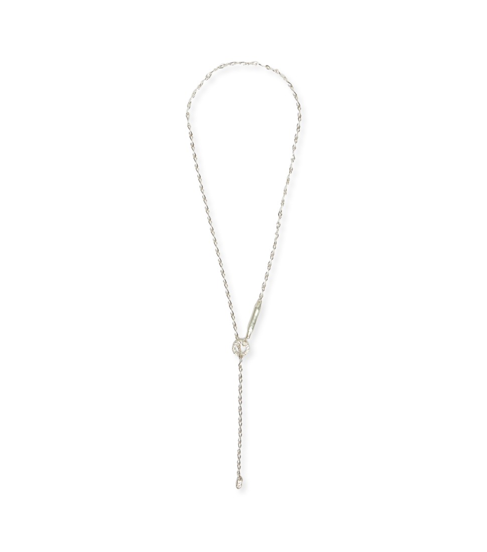 [YOUTH] SAFETY-PIN PENDENT CHAIN NECKLACE&#039;SILVER&#039;