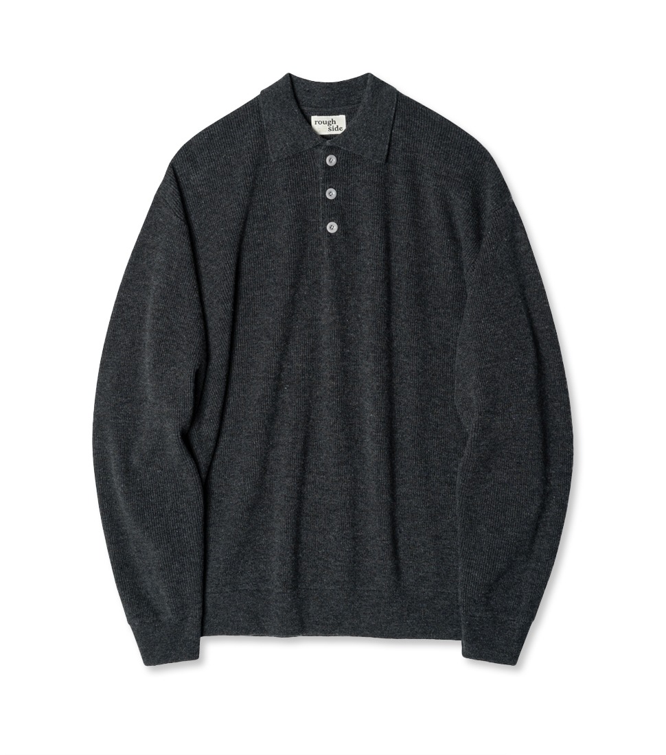 [ROUGH SIDE]COLLAR KNIT&#039;CHARCOAL&#039;