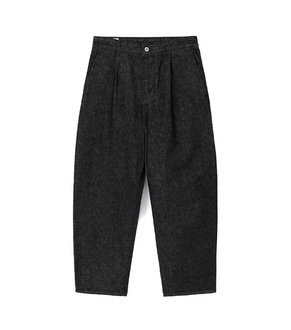 [ART IF ACTS]ONE TUCK CURVE DENIM PANTS&#039;WASHED BLACK&#039;