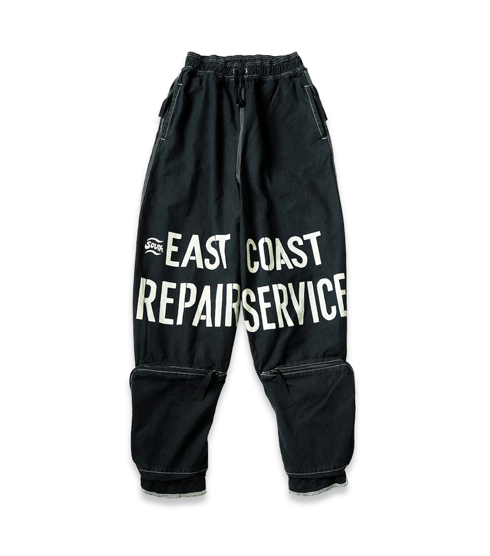 [KAPITAL] CANVAS EAST REPAIR-MANTRACK PANTS&#039;BLACK&#039;