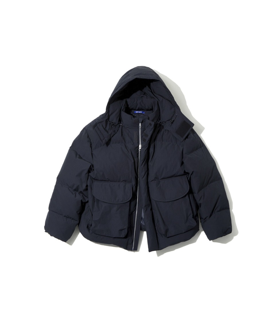 [NEITHERS] GOOSE DOWN DETACHABLE HOODED JACKET &#039;DARK NAVY&#039;