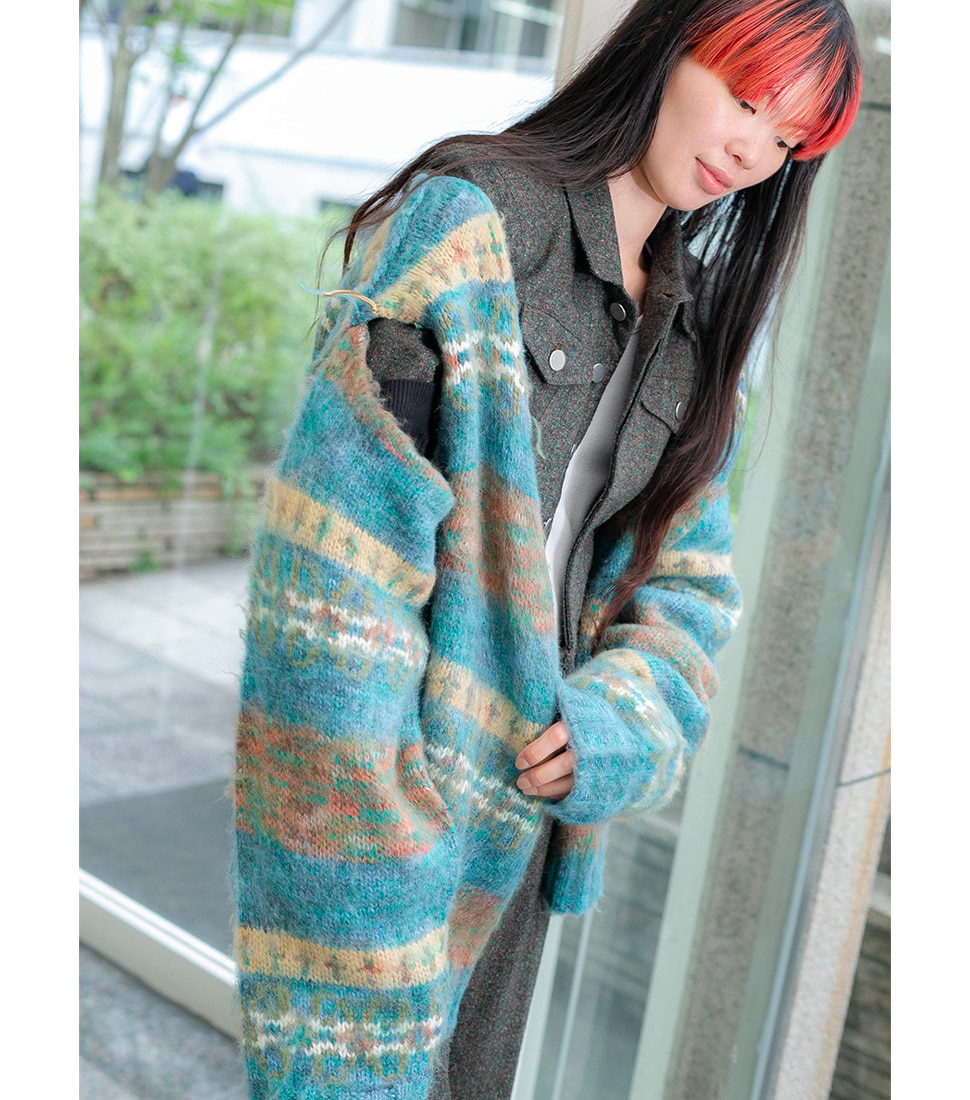 PERVERZE Blend Border Knit Cardigan - レディースファッション