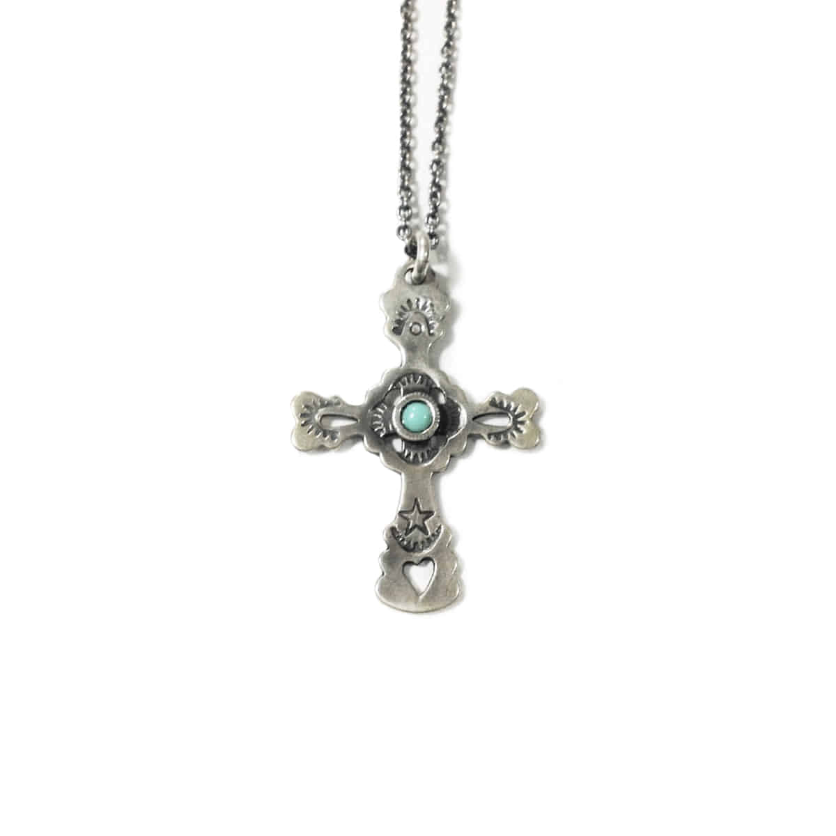 [NORTH WORKS] 900 SILVER STAMP &amp; TQ CROSS NECKLACE &#039;W-029&#039;