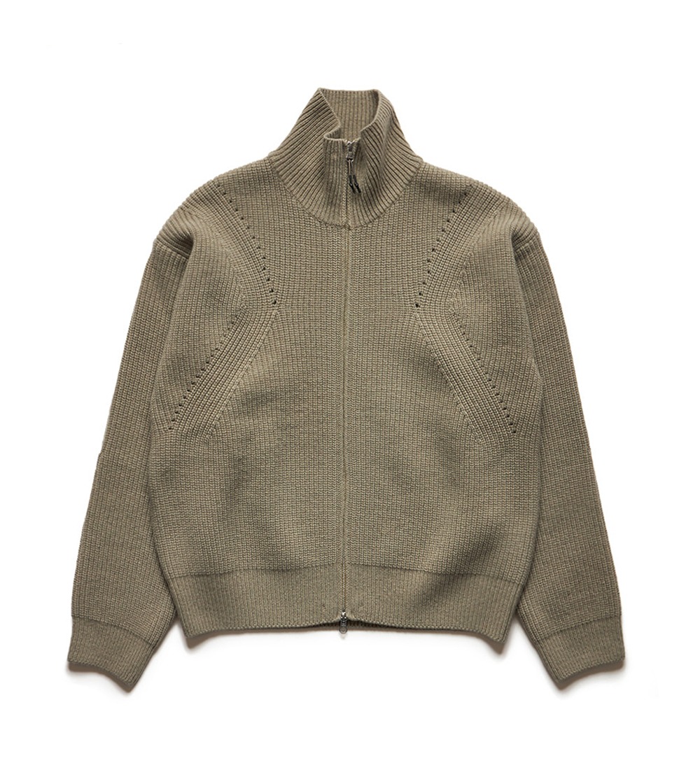 [UNAFFECTED] KNITTED ZIP-UP CARDIGAN&#039;BEIGE&#039;